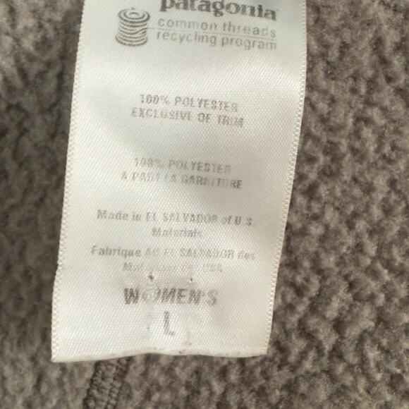 Patagonia L Womens Synchilla Arctic Jacket Hooded Gray Brown Gorpcore *flaw - Picture 6 of 10